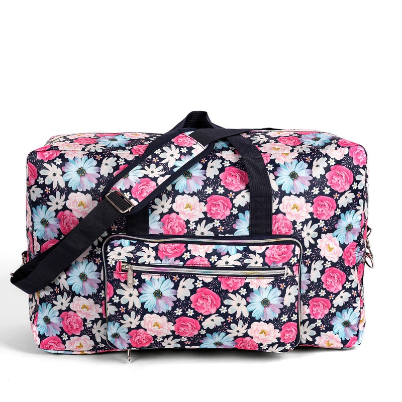 Lyf 22" Foldable Large Travel Duffel Duffle Bag Sports Gym Tote Bag For Women Overnight Carryon Weekend Bag Shoulder Bag Water Resistant (leaves) - Image 2